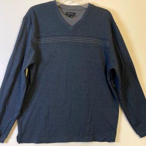 Van Heusen Men's Long Sleeve Blue/Gray Jersey -Comfortable Fit- Size M